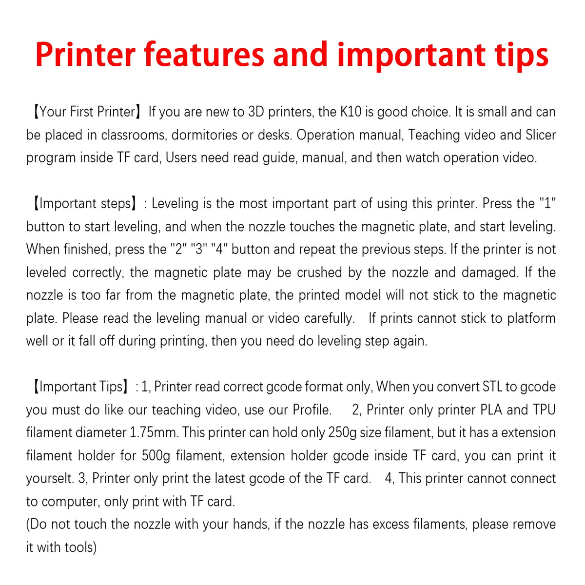 Beginner's Precision 3D Printer for PLA & TPU